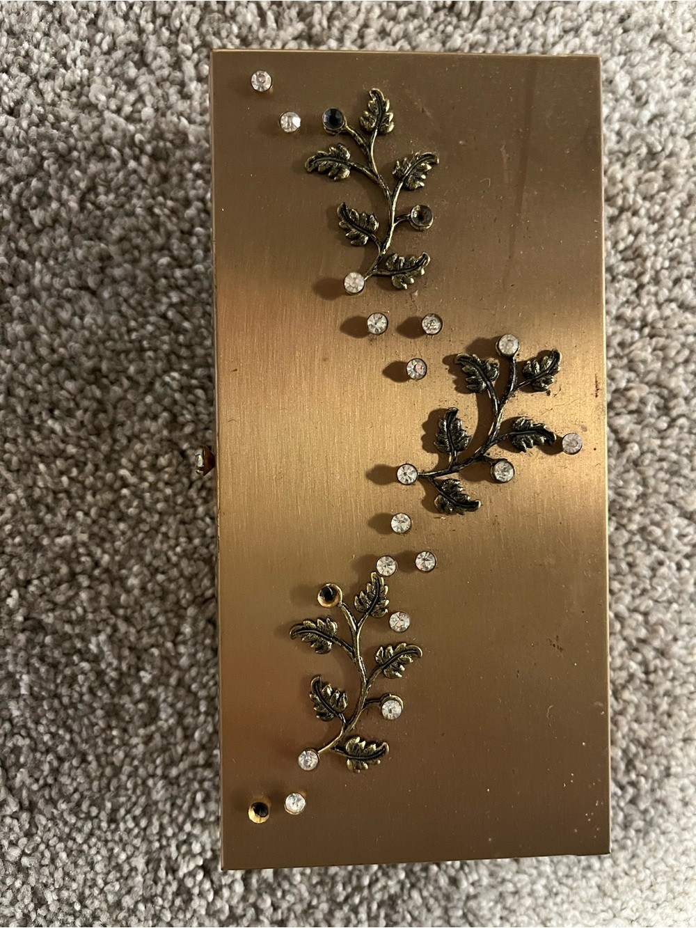 Gold Tone Floral Embellished Rectangular Box
